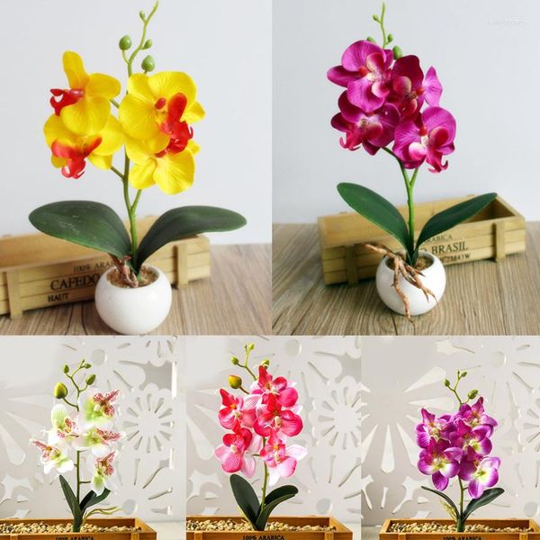 Flores decorativas decoración del hogar Mini Phalaenopsis flor de imitación DIY accesorios creativos suministros de arreglo plantas verdes