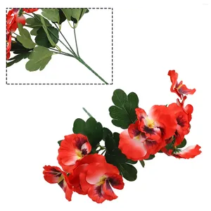 Flores decorativas Planta casera Bunch Bouquet Pansy Fals Flower Ornaments 26 cm DIY DIY Craft rojo/naranja/rosa púrpura rojo