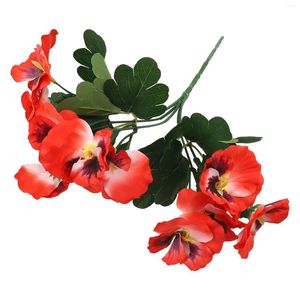 Flores decorativas Planta casera Bunch Bouquet Pansy Adorados de flores falsos 10 cabezas 26 cm PVC artificial rojo/naranja/rosa púrpura rojo