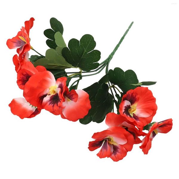 Flores decorativas Planta casera Bunch Bouquet Pansy Adorados de flores falsos 10 cabezas 26 cm PVC artificial rojo/naranja/rosa púrpura rojo