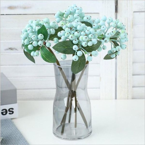 Fleurs décoratives maison Table Art décor mousse plastique artificielle baie bleue 30 cm vert menthe 9 couleurs 5 pièces faveur de fête de vacances de mariage