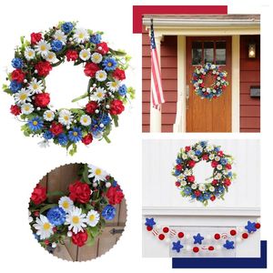 Fleurs décoratives lettres murales de maison avec couronne, couronnes de noël pour porte commémorative du cimetière, décorations patriotiques américaines, indépendance de