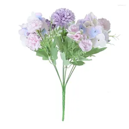 Fleurs décoratives Mariage à la maison 7 fourk rose simulation fleur dali chrysanthemum bouquet décoration