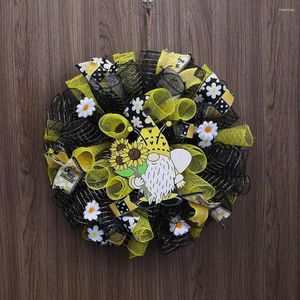 Couronne de fleurs décoratives pour la maison, décoration artisanale en forme de Gnome pour le jour des abeilles, guirlande de Festival, accessoires fins pour