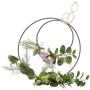 Flores decorativas Planta de simulación para el hogar Adorno colgante Guirnalda artificial Colgante Hojas únicas Anillo Decoración