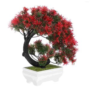 Fleurs décoratives plantes d'intérieur fausse lune Bude Snow Lotus Potted Artificial Tree For Decoration Trees Red