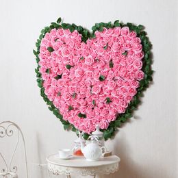 Decoratieve bloemen HVAYI Kunstmatige hartvormige rozenkrans DIY Home Decor Valentijnsdag Cadeau Bloem Rij Bruiloft Boog Decoratie Bruid
