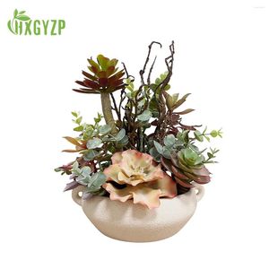 Decoratieve bloemen hxgyzp kunstmatige vetplanten planten potten herfst decor multi plant met creatief bloemenpot festival feest huisdecoratie
