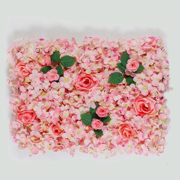 Fleurs décoratives Hortensia Artificiel Flower Mur Pannel Télange pour la décoration de mariage PARTIE ANNIVERSAIRE ROSE