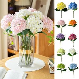 Flores decorativas Hidrangea Artificial Simulada seca con Bouquet Realistic Flower Head para aniversario