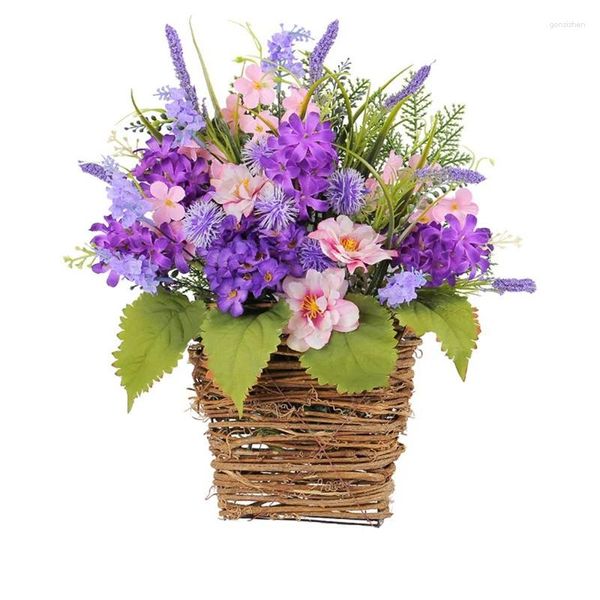 Fleurs décoratives Hortensia Porte de porte Panier de panier Wreal