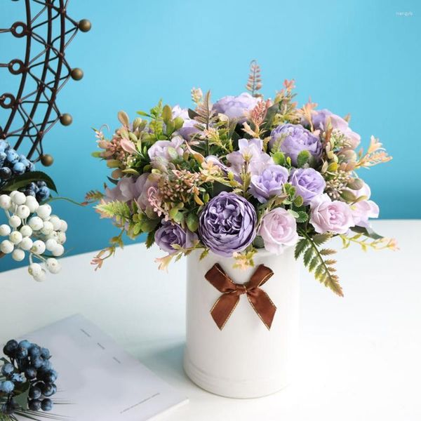 Fleurs décoratives hortensia fausse plante pographe accessoire fleur de pivoine artificielle résistant aux UV imperméable à longue tige pièce maîtresse de Table