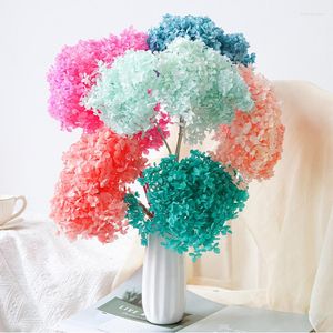 Decoratieve bloemen Hydrangea Silk Heads Ivoorwit vol kunstmatig met stengels voor huwelijkshuisfeest Baby shower decor