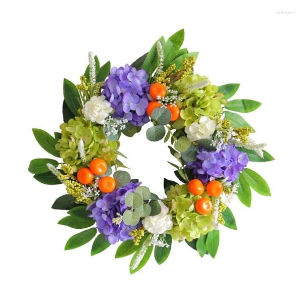 Fleurs décoratives Hortensia Small Orange Simulation Artificiel Front Door Front Front Garlands extérieurs intérieurs pour la fête de mariage décorations murales