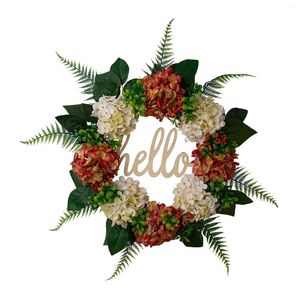 Decoratieve bloemen Hydrangea krans 60 cm ornament lente voor open haard festival achtergrond