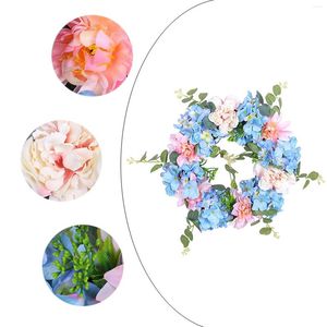 Flores decorativas Corona de hortensias Spring 12 pulgadas azul Blanco rosa Pink Summer Farmhouse Floral Floral todas las estaciones