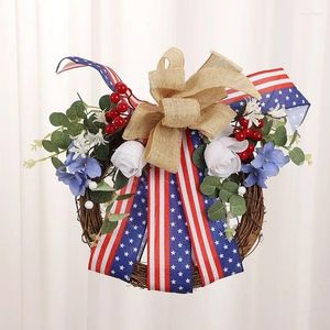 Fleurs décoratives idylliques Fourth de juillet Couronnes Patriotiques American Winter Tides for Vases Wild Flower Garland Wedding Idea Decorations