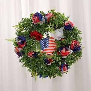 Fleurs décoratives idylliques du 4 juillet couronnes patriotiques américains faits à la main Memorial Day vacances véritables pétales de fleurs pour les mariages