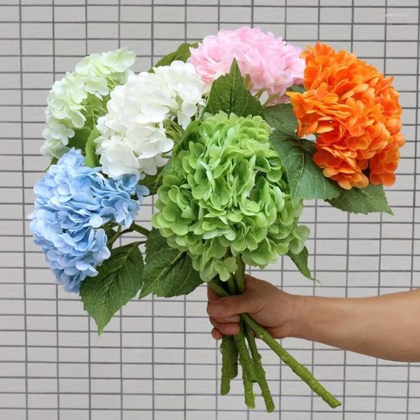 Fleurs décoratives Imitation fleur grand hortensia réaliste et hydratant El décoration de mariage artificielle