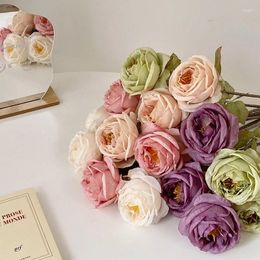 Flores decorativas Imitación Rosa francesa Hogar Flor falsa suave El Péndulo de peonía seca al por mayor