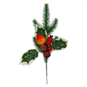 Fleurs décoratives imitation Cône de pin Green Feuille rouge Fruit de Noël Décoration de Noël Foam Plastique Fêtes Fêtes Fourniture DIY PINENEEDLE