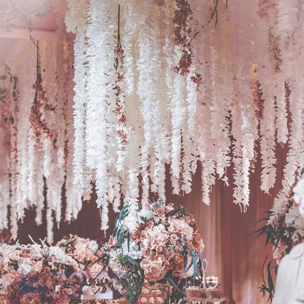 Fleurs décoratives en 10 pièces guirlande de vigne de glycine artificielle tour suspendue fleur de corde pour la maison jardin fête de mariage brindille porte d'entrée