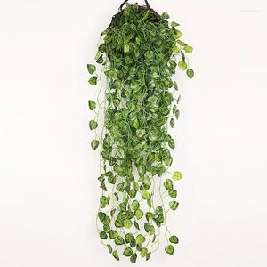 Decorative Flowers IN 90cm Artificial Vine Plants Hanging Ivy Green Leaves Garland Radish Seaweed Grape Fake Home Garden Wall Party Dec