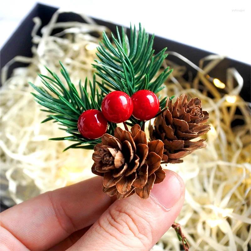 Fleurs décoratives dans les décorations de branche d'arbre de Noël pendentifs de pomme de pin bricolage emballage créatif boîte-cadeau accessoires de fête pour la maison de Noël