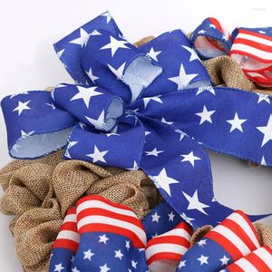 Fleurs décoratives décorations du jour de l'indépendance drapeau américain deux couleurs ruban guirlande pendentif fête sol suspendu ornement