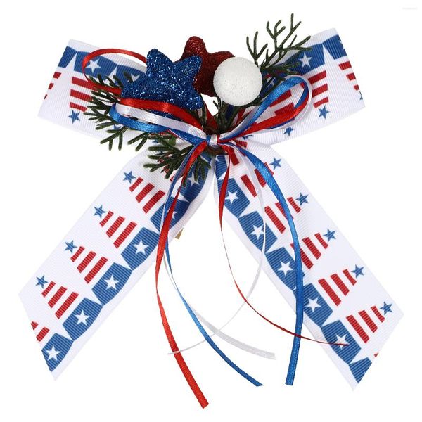 Fleurs décoratives décorations du jour de l'indépendance drapeau américain couronne de noeud papillon porte d'entrée drapeaux patriotiques faveurs de fête