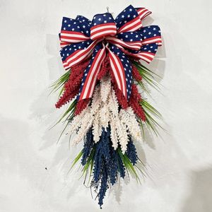 Decoratieve bloemen Onafhankelijkheidsdag patriottische krans vierde juli Flower Garland voordeur decoratie