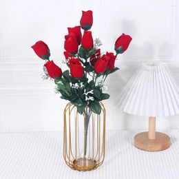 Flores decorativas de uso interior y exterior de seda artificial Poly rojo rojo Especificaciones Convenientes