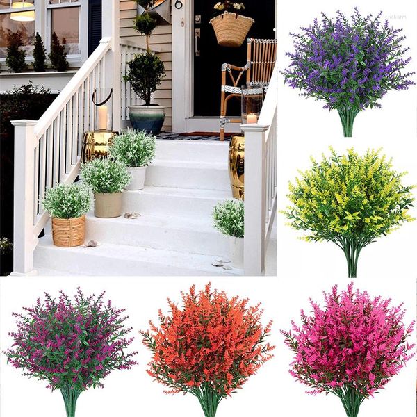 Fleurs décoratives Intérieur Artificiel 1 Bouquet Faux Fleur Extérieure En Plastique Plantes Maison Jardin Décor Suppies Belle Lavande