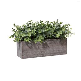 Fleurs décoratives intérieur extérieur ferme faux bureau réaliste plante artificielle cadeau salon avec pot en bois feuilles d'eucalyptus