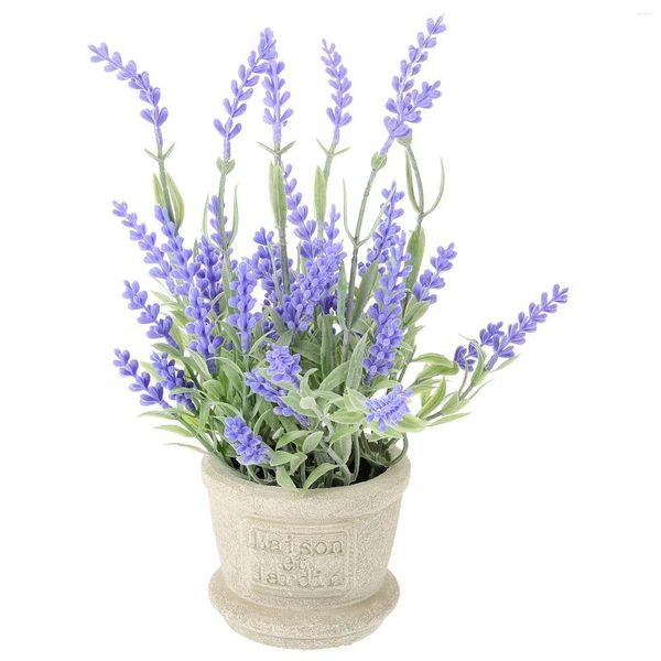 Fleurs décoratives Pots de plantes d'intérieur fleur artificielle lavande plantes en pot violet bureau