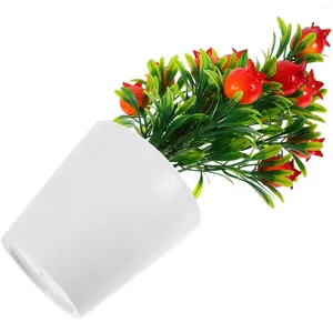 Fiori decorativi Pianta da interno Melograno simulato Rami di frutta artificiale Vaso Realistico Bonsai Albero Finto Desktop Ornamento Ufficio