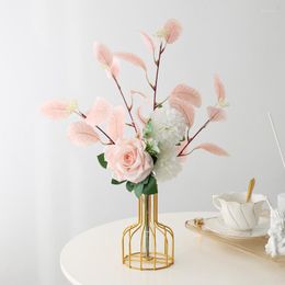 Decoratieve bloemen ins simulatie roze bloemen boeket home decor bruidstafel decoratie pograph rekwisieten flores kunstmatige zijden flore
