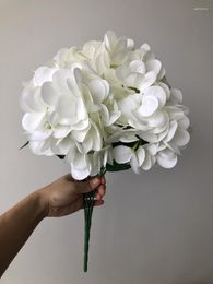Fleurs décoratives Ivoire Artificielle Hortensia Soie En Gros Faux Pour La Maison De Mariage Décor 1 Bouquet