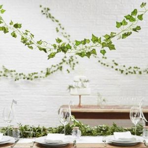 Fleurs décoratives lierre plantes artificielles décor à la maison tenture murale vignes vert fausses feuilles guirlande pour salle de fête de mariage