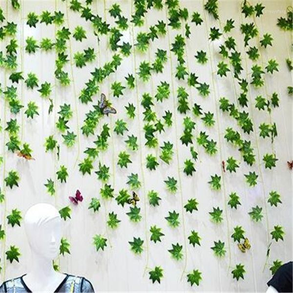 Flores decorativas hiedra verde hojas falsas guirnalda planta vid follaje decoración del hogar cuerda de ratán de plástico pared plantas artificiales