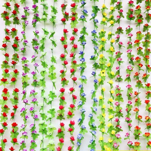 Fleurs décoratives feuille de lierre 7 pieds 40 têtes guirlande fausse fleur artificielle vigne