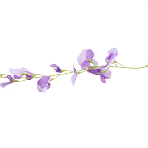 Fleurs décoratives Ivy of Vine 12 Bunses Wisteria artificielle suspendue en plastique violet 110 cm PCS faux qualité