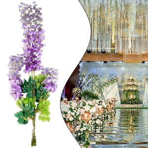 Flores decorativas Ivy de Vine 12 Bunches Wisteria Artificial Hanging Plass Purple Silk Pcs Flor de alta calidad