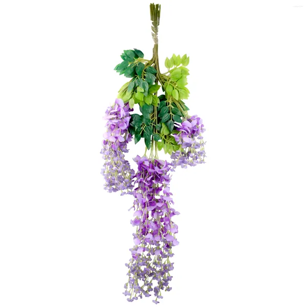 Fleurs décoratives Ivy of Vine 12 Bunses Wisteria artificielle suspendue en plastique PCS fausse fleur Garland