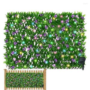 Écran extensible décoratif de barrière d'intimité de lierre de fleurs avec le panneau de clôture en expansion de haie artificielle de lumières de LED