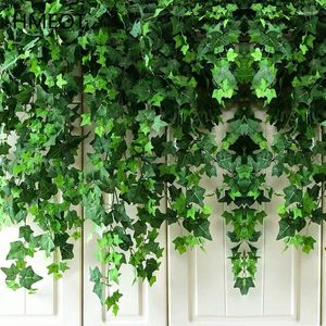 Fleurs décoratives Lierre Vigne Artificielle Feuille Guirlande Plante Feuillage Plafond Mur Accrocher En Plastique Rotin Chaîne Maison Chambre Rideau Jardin