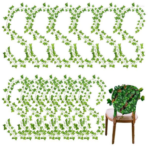 Flores decorativas Ivy Vines para el dormitorio 12 PCS Greenery Leaves Fake Artificial Plants Hanging Wedding Party Wall Decor