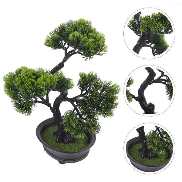 Fleurs décoratives japon faux bonsaï arbre Japandi décor ornements pin Abs petites décorations de bureau Table à manger en plastique