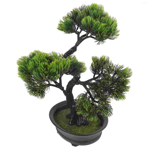 Flores decorativas Japón imitación pino adornos falso bonsái árbol pequeñas plantas artificiales decoración del hogar interior Mini