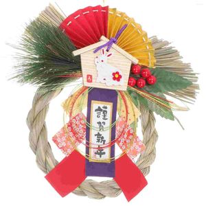 Guirlande de fleurs décoratives japonaises, pendentif, couronne de paille, ornements de l'année, délicat et Unique, tissu artisanal suspendu, ornement de maison